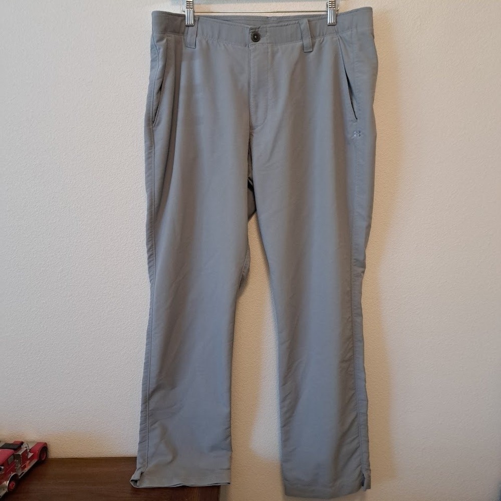 Under Armour Mens 38x32 Loose Fit Golf Pants Grey Performance Flat Front Chino